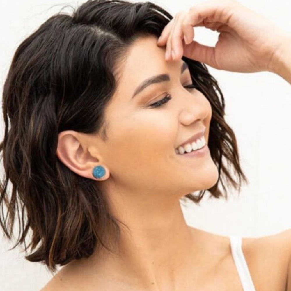 NWT Plunder Briella Druzy Studs Teal